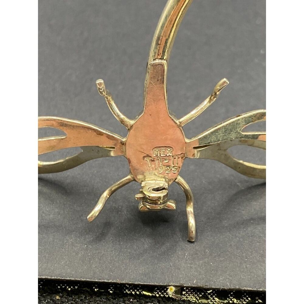 Vintage Taxco Mexico Sterling Silver 925 Black Onyx Dragon Fly Pin Brooch - Picture 9 of 11